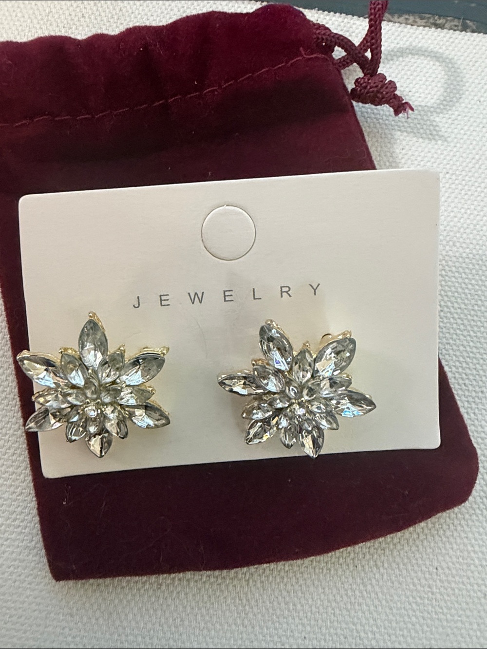 Crystal Floral Statement Earrings - Clear Crystal